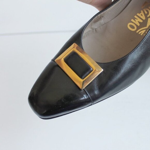 Salvatore Ferragamo Low Heel Pumps  Black Size 9 - Picture 12 of 16